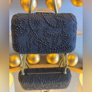 Tadashi Shoji Black Beaded Evening Bag